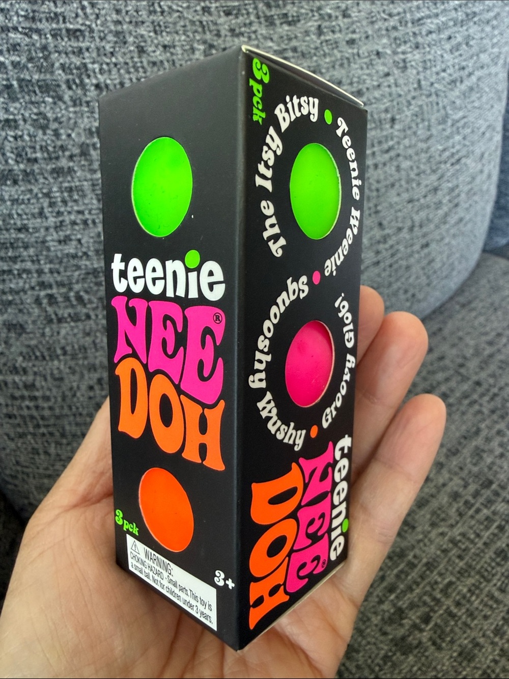 BNIB NeeDoh Teenie Groovy Glob 3-Pack, Green/Pink/Orange